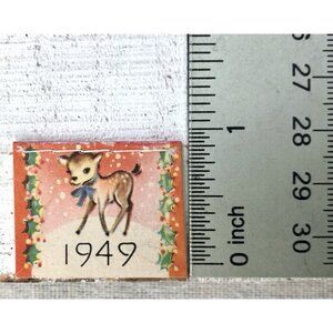 Antq Rare 1909 Miniature Calendar 1” Kitschy Deer Christmas Holiday Scene VTG